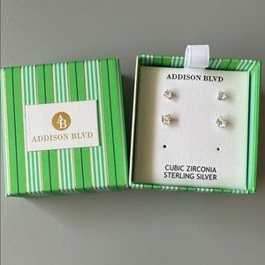 Sterling Silver Cubic Zirconia Stud Earrings two pair